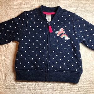 3M Carter's Navy Unicorn Zip Jacket